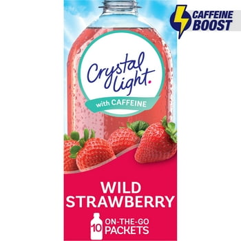 Crystal Light Wild Strawberry Sugar Free Drink Mix Singles with Caffeine, 10 ct On-the-Go-Packets