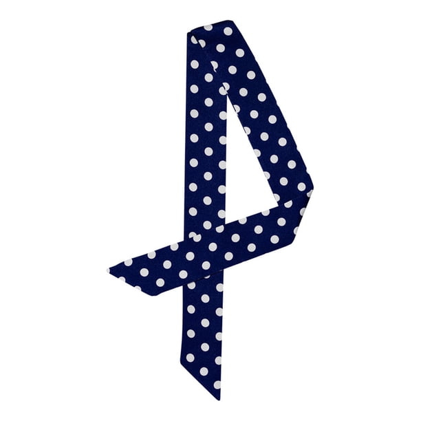 INSPIRAR CHIC Bufanda Delgada de Seda con Lunares Cinturón Largo y Estrecho Accesorio para Asa de Bolsa Azul Marino con Lunares Medianos S