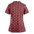 thumbnail image 2 of Nurse Uniforms for Women Summer Love Heart Printed V Neck Breathable T-Shirts Short Sleeve Professionals Soft Stretch Valentine's Day Workwear Shirt with Pockets red X-Large, 2 of 3