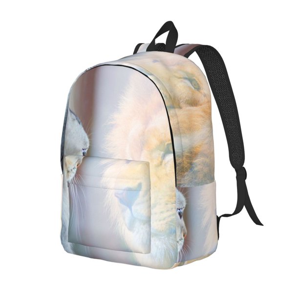 Disketp The Cat Looks in the Mirror print Canvas Backpack Lightweight Travel Daypack Student Rucksack Laptop Backpack-