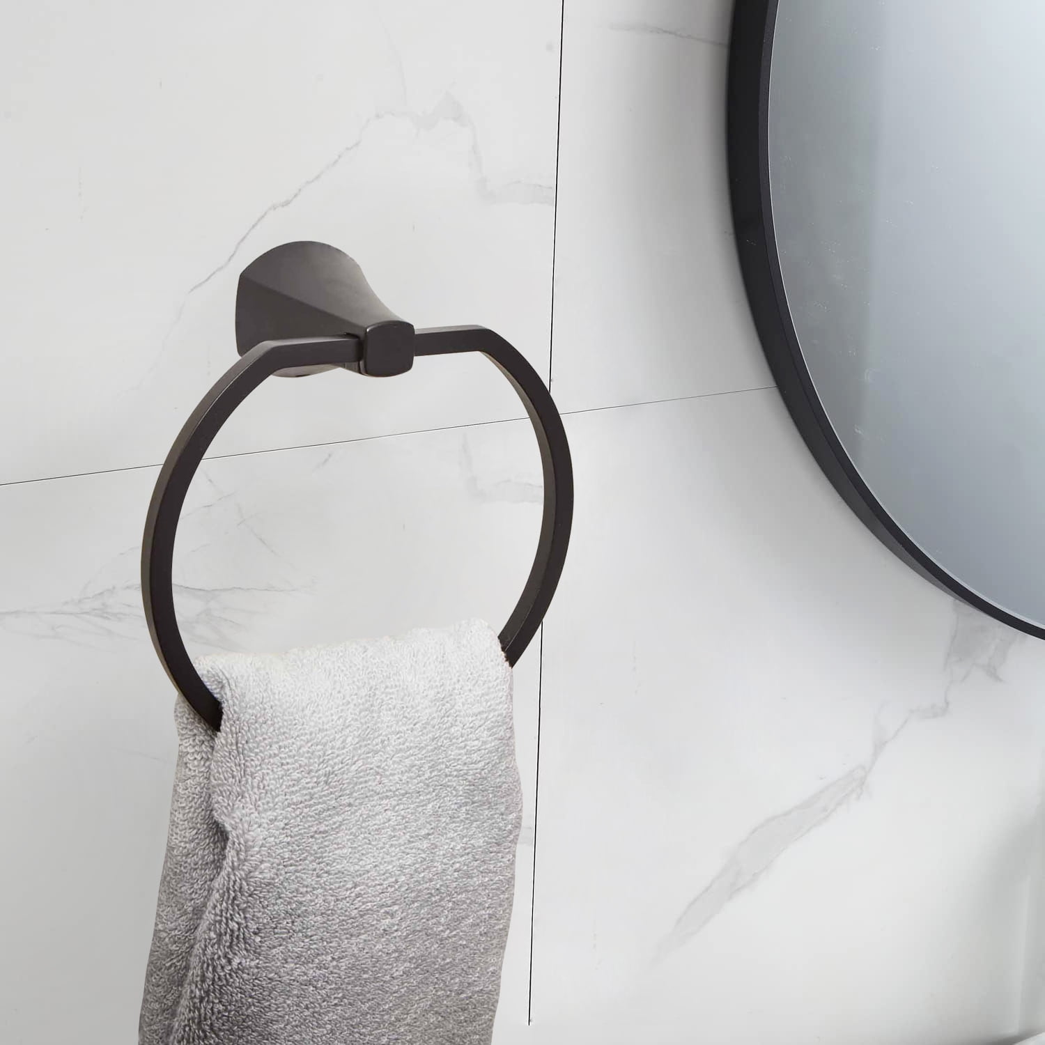 Better Homes & Gardens Simple Flare Wall Mount Towel Ring, Matte Black