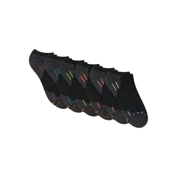 Hanes Comfort Fit Women's No-Show Socks, 6-Pairs Assorted Black/Grey 5-9