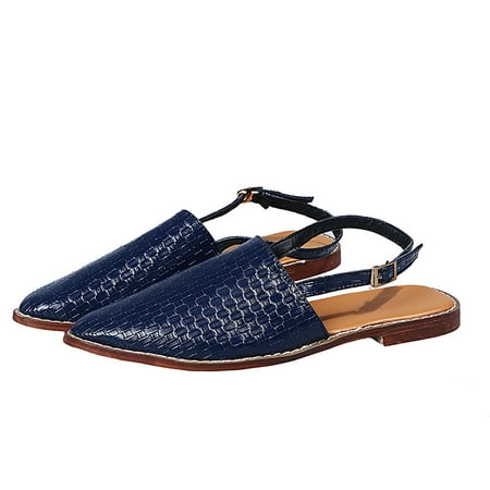 

Inkach Fashion Womens Solid Color Casual Pointed Hollow Out Back Buckle Flat Sandals