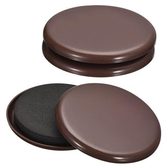 Furniture Sliders, 4Pcs 3.5" - Plastic Reusable Round Sliding Pads, Chair Glides for Carpeted Tile Floors (Brown)