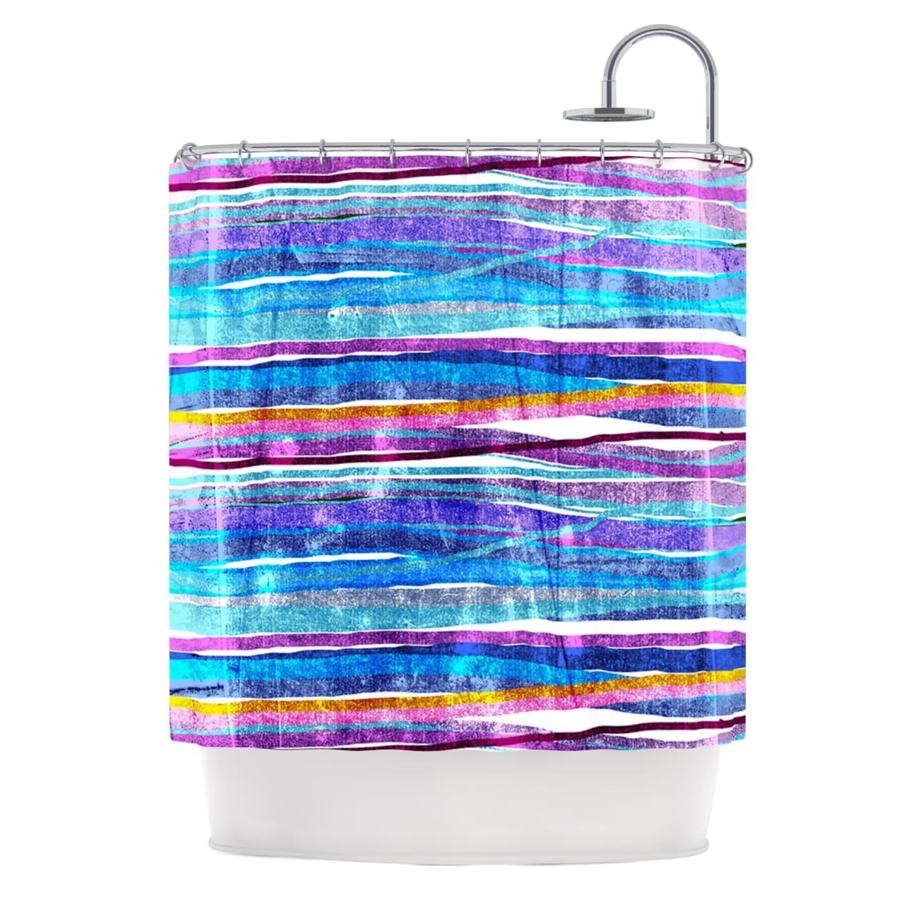 Kess InHouse Frederic Levy-Hadida Fancy Stripes Green 69 x 70 Shower Curtain 
