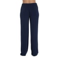 thumbnail image 3 of #followme Ultra Soft Solid Stretch Jersey Pajama Pants for Women (Navy With Cream, Medium), 3 of 3