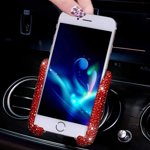 Porte-téléphone de voiture Bling Mini Car Dash Air Vent Automatic Phone Mount Universal 360°Ajustable cristal Auto Car Support de téléphone Accessoires de voiture pour femmes et filles