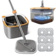 thumbnail image 3 of YINYUN Spin Mop Bucket Set with 6 Replaceable Microfiber Mop Pads Features a 360° Rotating Square Mop Head with Built-in Wringing Function (Black), 3 of 5