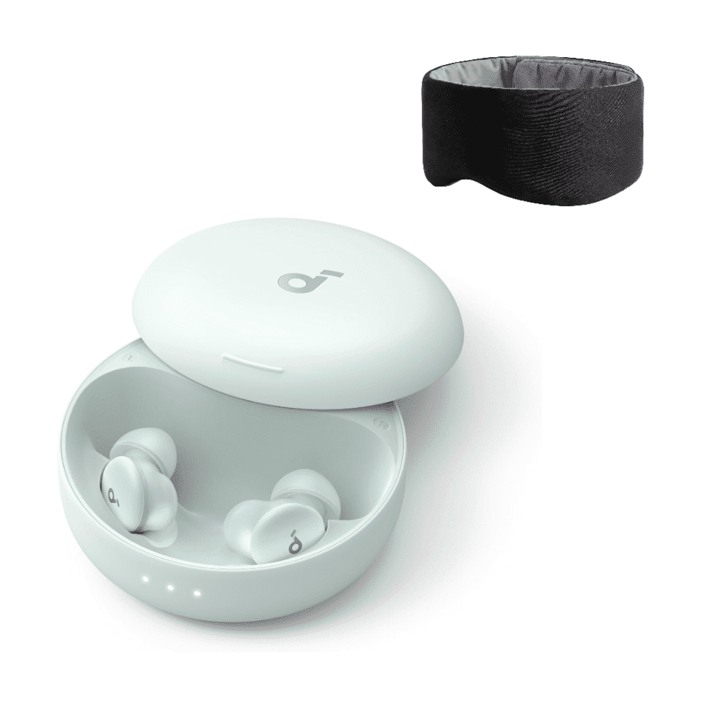 Soundcore Sleep A30 by Anker Sleep Earbuds with Eyemask, Smart Active Noise Cancelling Sleep Headphones, Adaptive Snore-Masking System, Ultra-Comfort for Side Sleepers, 46H Playtime