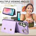 thumbnail image 3 of Phone Case for Samsung Galaxy A24 4G/5G Wallet Cover with Tempered Glass Screen Protector and Ring Stand Credit Card Holder Slot Leather Cell A 24 24A LTE Women Girls Purple, 3 of 14