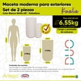 thumbnail image 3 of Macetas modernas set grande de 2 piezas para exteriores KUALA color Blanco White off de Polietileno ultra ligera Artego Japi hecho en Brasil, 3 of 6