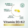 thumbnail image 4 of Vitamin D3 4000 IU 100mcg Per Serving - Extra Strength Vitamins D K2 2-in-1 for Bone, Heart, & Muscle Support - Immune Support & Calcium Absorption with Olive Oil - Non-GMO USA Bottled - 240 Softgels, 4 of 10