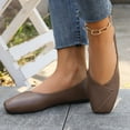 thumbnail image 5 of Tawop Shoes Women Womens Shoes Walking Work Flat Leather Square Toe Brown Size 4.5, 5 of 6