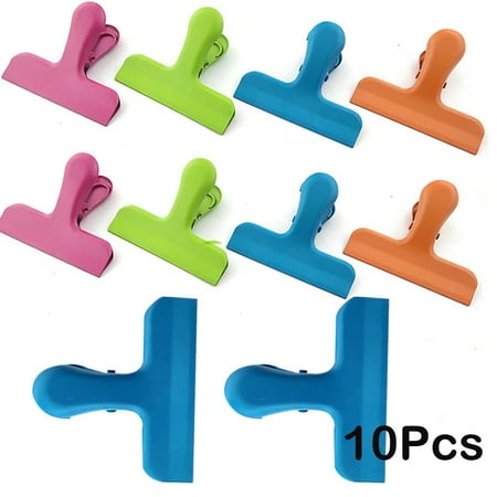 

Pack of 10 Chip Bag Clips -Fresh Food Bag Clips Plastic Heavy Seal Grip Photo File Clamps for Kitchen / Office / Home