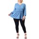 thumbnail image 2 of Women's Plus Size Peplum Top Pullover Puff Sleeve High Waist Chambray Blouse Light Blue 4X, 2 of 6