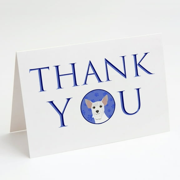 Schnauzer White #2 Thank You Greeting Cards and Envelopes Pack of 8 7 in x 5 in