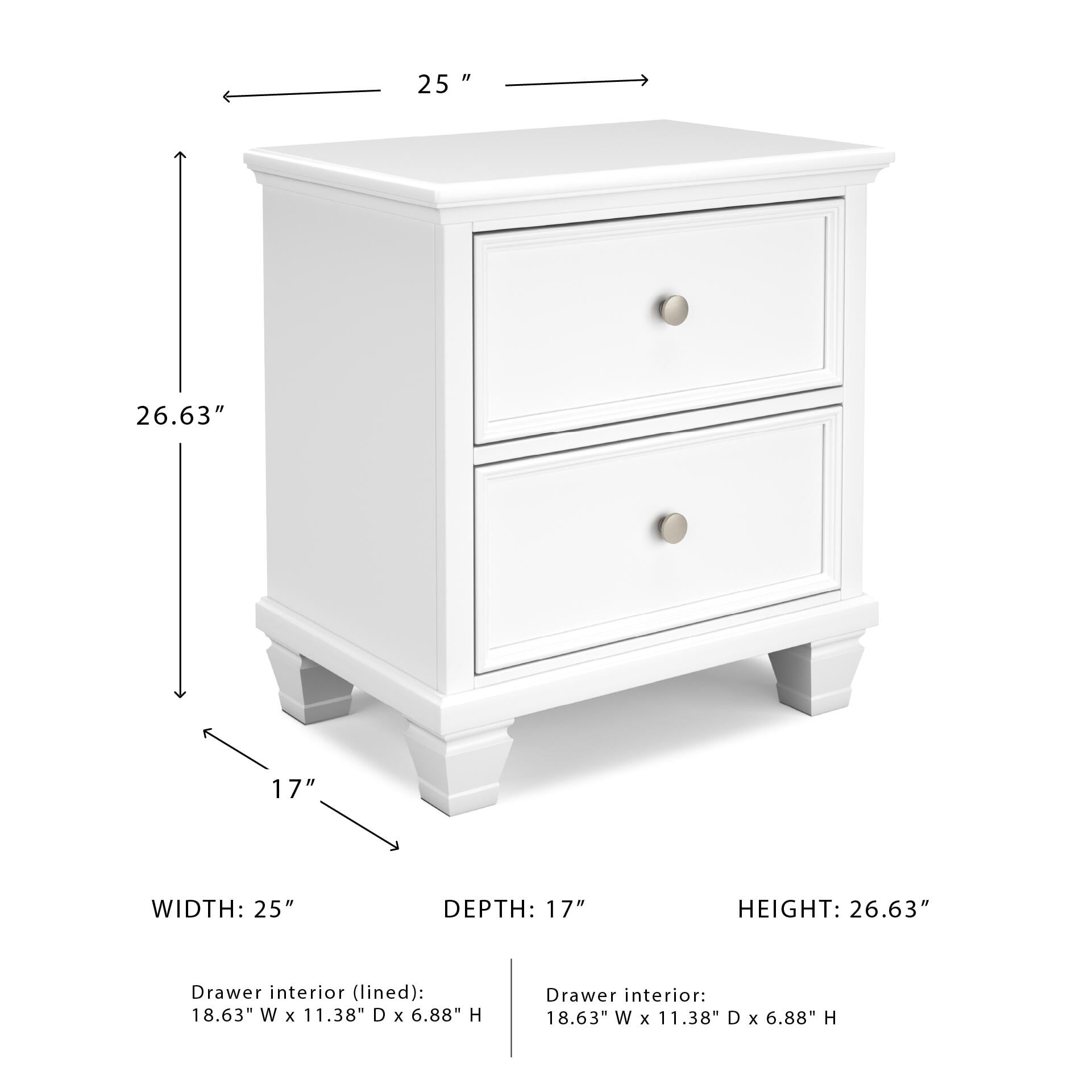 Signature Design by Ashley Casual Fortman 2 Drawer Nightstand, White