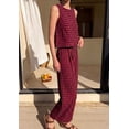 thumbnail image 4 of PRETTYGARDEN Womens 2 Piece Sets Summer Plaid Sleeveless Tops Wide Leg Pants Matching Lounge Set Beach Vacation Outfits, 4 of 10