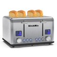 thumbnail image 1 of tostador de 4 rebanadas, KitchMix Bagel tostador de acero inoxidable con temporizador LCD, ranuras extra anchas, visualización doble, bandeja de extracción de migas (acero inoxidable), 1 of 5