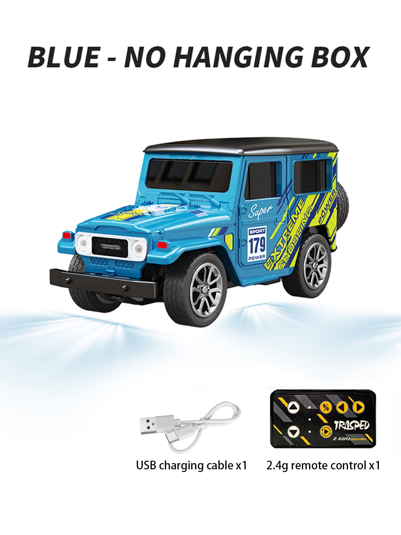 1: 64 mini alloy remote control car, 2.4GHz remote control, three speed adjustable steering (blue)
