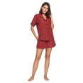 thumbnail image 2 of Ashford & Brooks Women's Woven Short Sleeve Pajama Shorts Set, Red/Black Stewart, L, 2 of 5