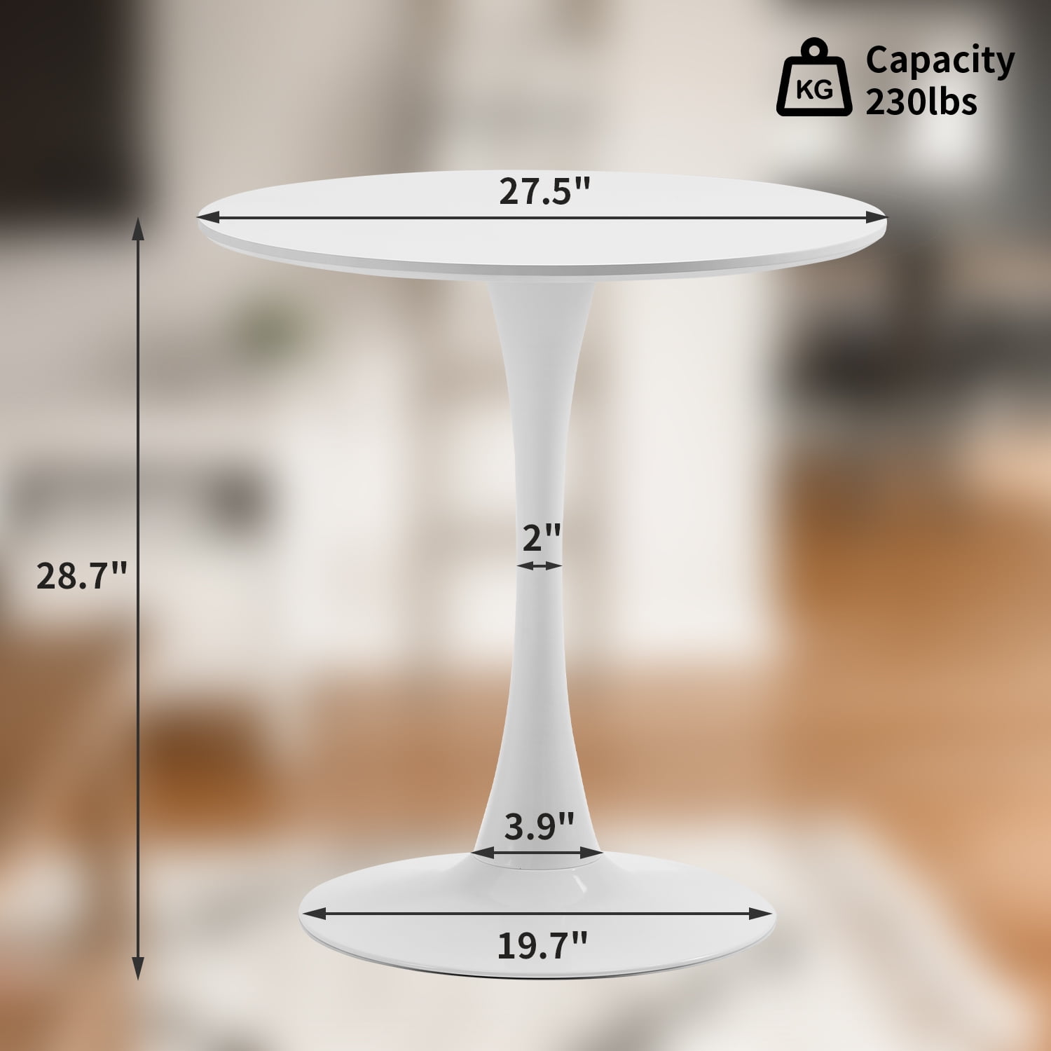 Rongbuk 27.6" Round Pedestal Dining Table, White