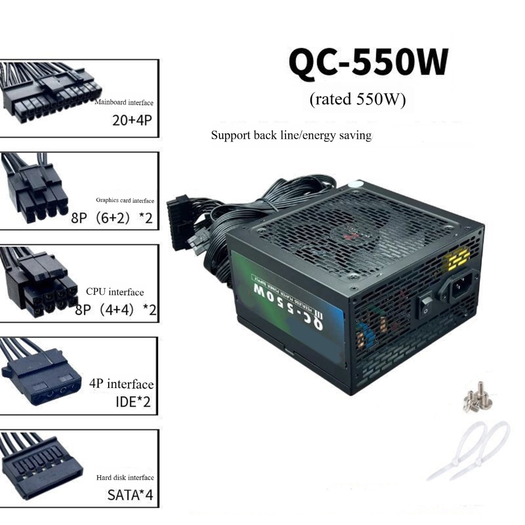 Tizuqe 550W/650W/750W Power Supply Unit with Cooling Fan For Computer Component Mining Machine