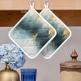 thumbnail image 2 of Modern Teal Gold Pot Holders for Kitchen Heatproof Potholder, 5 Pack Abstract Geometric Lines Hot Pads Multipurpose Oven Pads Cloth Potholders Trivet for Cooking Baking, 2 of 8