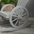 thumbnail image 2 of imerelez Wooden Rocking Chair, Adirondack Rocker Chair w/Slatted Design and Oversized Back, Outdoor Rocking Chair with Wagon Wheel Armrest for Porch, Poolside, and Garden, Gray, 2 of 10