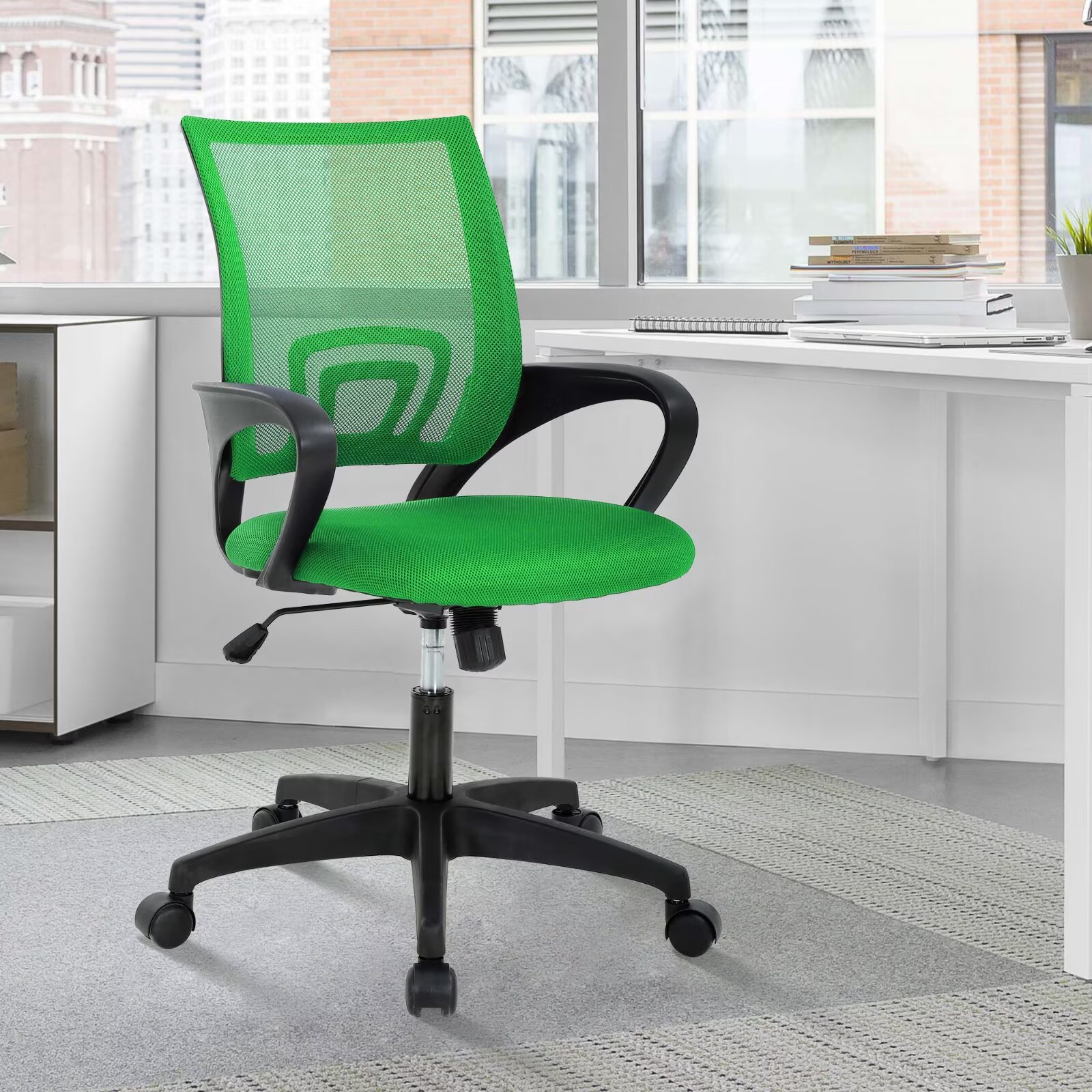 YRLLENSDAN Mesh Office Chair with Lumbar Support and Armrest, Comfortable Desk Chairs with Wheel, Home Swivel Chair with Adjustable Height and Tilt, Green