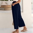 thumbnail image 6 of High Waisted Wide Leg Pants for Women Palazzo Trousers Gauze Casual Beach Travel Lounge Flowy Pant Summer 2026 Navy L 26/27", 6 of 7