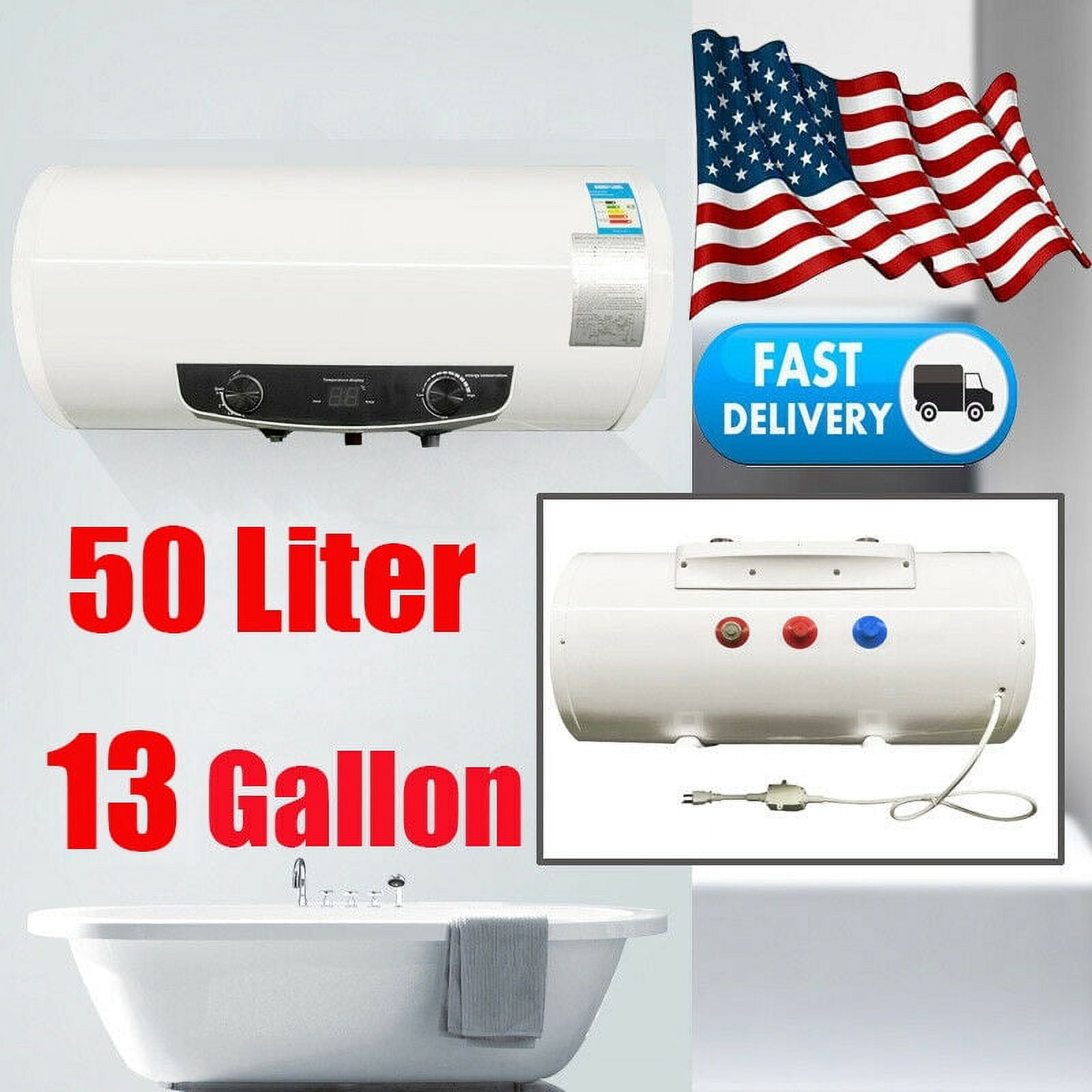 Electric Hot Water Heater Warmer Heating Big Tank for Shower Bathroom Kitchen 50L 13 Gallon