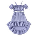thumbnail image 3 of Bovxnpu Girls Summer Outfits, Girl's 2 Piece Boho Outfits Pleated Camisoles Top and Skirts Set, Girls' Summer Breathable And Fresh Long Skirt Short Ruffled Skirt Short Set 3 Years, 3 of 5
