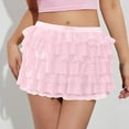 thumbnail image 2 of MIXUE Skirts For Women Summer Solid Color Ruffle Lace Elastic Waist Bow Front Micro Mini Skirt Activewear,Pink,M, 2 of 4