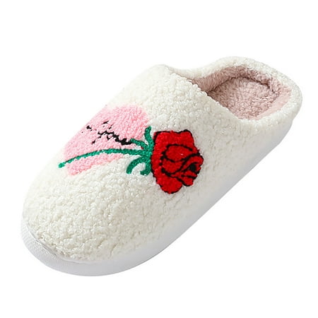 

YUHAOTIN Slippers for Women Indoor Fluffy Pink Valentine s Day Cotton Slippers Women s Indoor Home Couple Plush Warm Slippers Warm Slippers for Women Womens Slippers Open Toe Wide