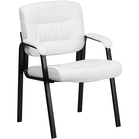 Flash Furniture Leather Guest/Reception Waiting Room Chair with Black Frame Finish