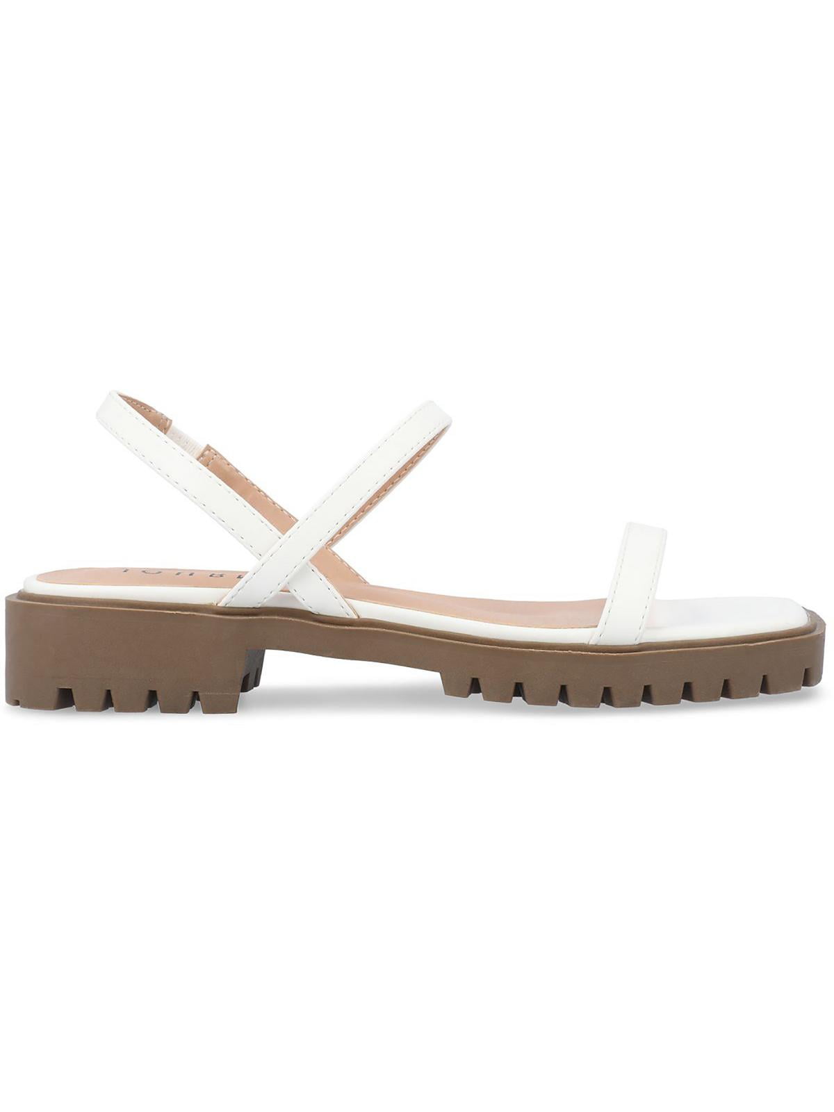 Journee Collection Womens NYLAH Faux Leather Square Toe Platform Sandals