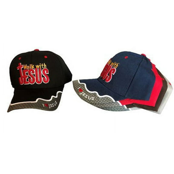 Walk With Jesus Christian Baseball Caps - Mixed Colors Uni-Sex Style  -- FREE USA Shipping--(CCap291m)