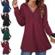 thumbnail image 4 of Sudadera con capucha para mujer, suave, cómoda, informal, holgada, con cuello en V, con capucha, manga larga, camiseta superior, 4 of 6