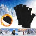thumbnail image 3 of Men Women Winter Warm Knit Fingerless Mittens Half Finger Gloves Touch Screen Motorcycle Knitted Gloves, 3 of 11
