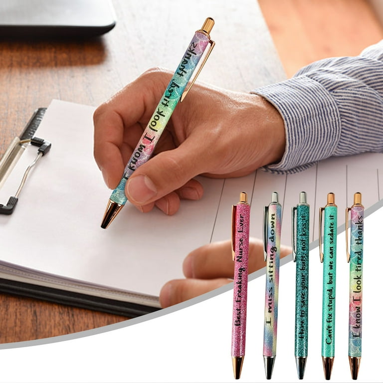 5pcs Funy Ballpoint Pens Set Swear Daily Pen Dirty Cuss Pens For