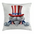 thumbnail image 1 of 4th of July Decor Throw Pillow Cushion Cover, Retro American Culture Objects with Eagle Fireworks Burger Sketchy Design, Decorative Square Accent Pillow Case, 20 X 20 Inches, Cream Grey, by Ambesonne, 1 of 2