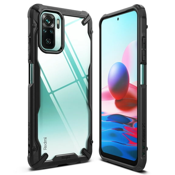 Ringke Fusion-X Case Compatible with Xiaomi Redmi Note 10 / 10S, Transparent Hard Back Shockproof Advanced Bumper Cover - Black
