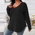 thumbnail image 2 of Women's Pullover Sweater Fashionable Casual V Neck Long Sleeve Brushed T-Shirt Soft Comfortable Winter Top Loose Fit Stylish Ladies Knitwear, 2 of 2