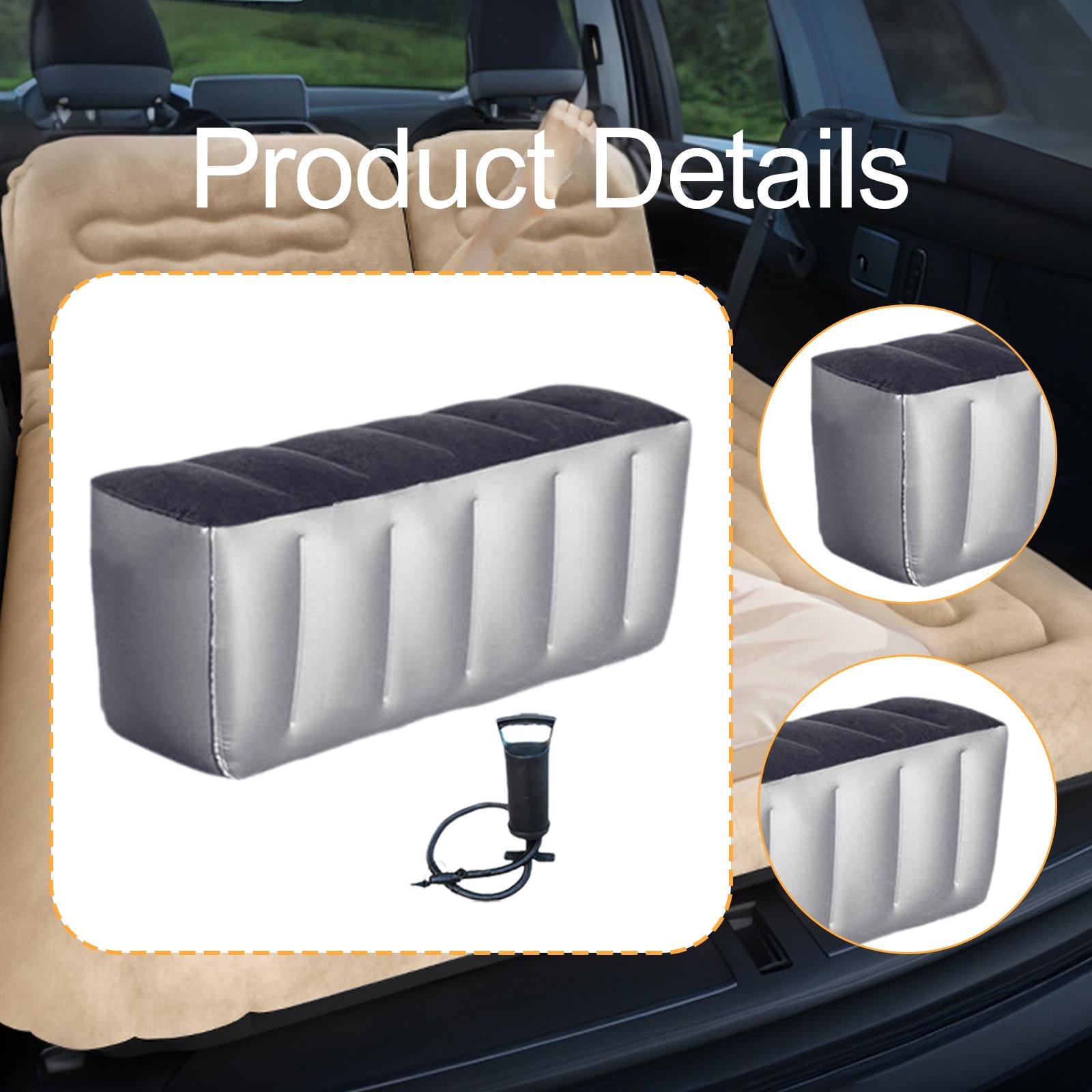 amagogo Car Back Seat Bed Inflatable Mattress Air Sleeping Pad Flocking Cushion Portable Gap Pad with Pump Suitable for Road Travel Family Camping Outdoor Use B