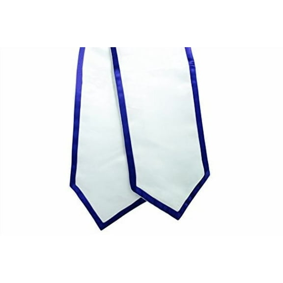 Honors Graduation Academic Stoles/Sashes with Classic End and Trim (White w/Royal Blue Trim)