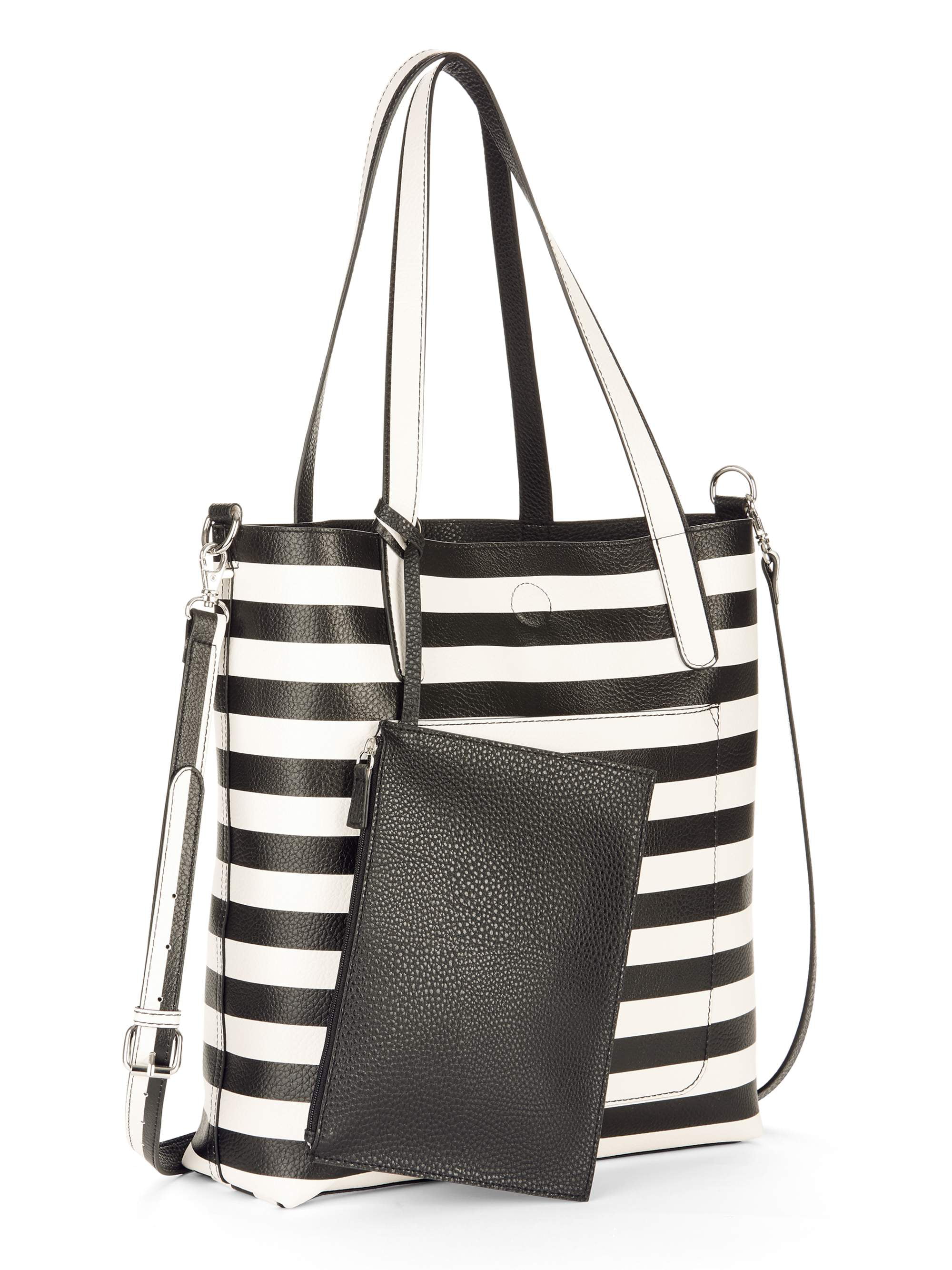 Time and Tru Leigh North South Reversible Tote with Pouch - Walmart.com