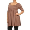 thumbnail image 3 of Women's Plus Size 3/4 Sleeves Babydoll Solid Tunic Top Dress, 3 of 5
