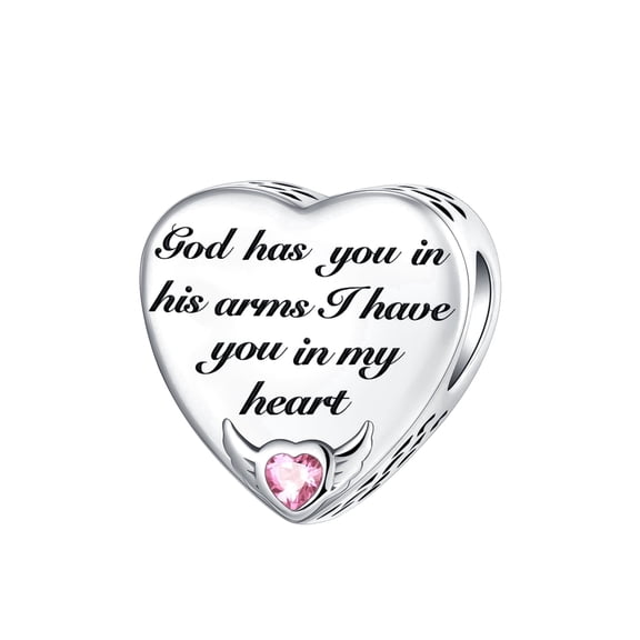 ARVALILS 925 Sterling Silver Heart Angel Wing Charm Pendant for Women’s Bracelets & Necklaces