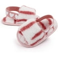 thumbnail image 2 of 2 Pack Infant Baby Girls Sandals Elastic Back Strap Flats Slippers Soft Toddles Princess Shoes Faux Fur Slides Shoes First Walker House Shoes, 2 of 7